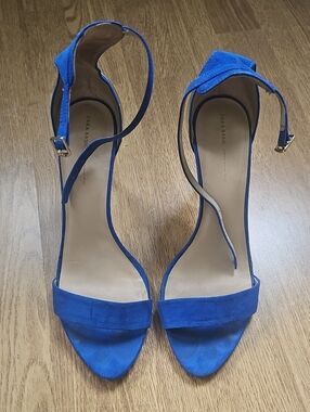 Zara Royal Blue Suede Ankle-Strap Heels